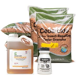 cedarcide outdoor lawn and garden kit (large) includes pco choice cedar oil bug killing concentrate gallon and pure cedar granules | pco kills and repels fleas, ants, mites, & mosquitoes