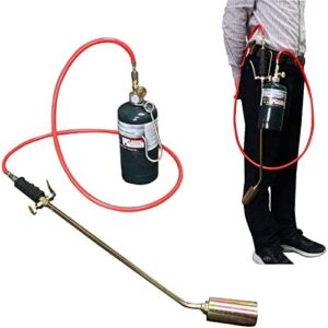 propane torch weed,heavy duty burner torch,weed burner with control valve and 5.3 ft hose for garden roofing bbq lighter snow melting, wrenches and gloves