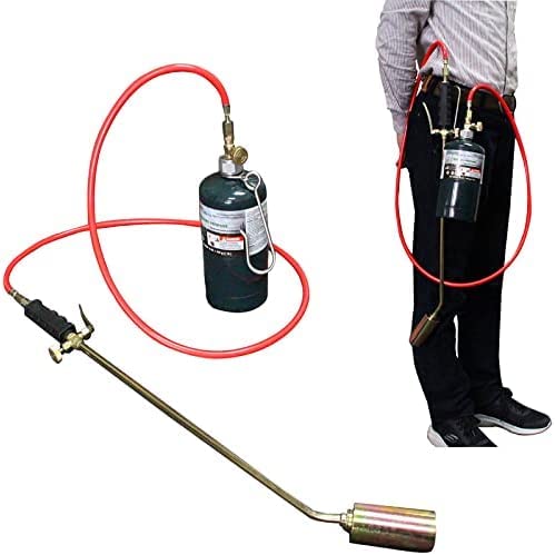 Propane Torch Weed,Heavy Duty Burner Torch,Weed Burner with Control Valve and 5.3 FT Hose for Garden Roofing BBQ lighter Snow Melting, Wrenches and Gloves