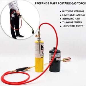 Propane Torch Weed,Heavy Duty Burner Torch,Weed Burner with Control Valve and 5.3 FT Hose for Garden Roofing BBQ lighter Snow Melting, Wrenches and Gloves