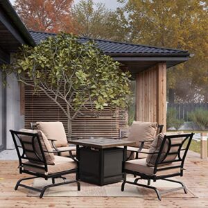 Grand patio 5 Pieces Patio Furniture Set with 29 Inch Fire Pit Metal Outdoor Chairs with Beige Cushions,Outdoor Furniture Sets Propane Fire Pit for Garden Party Backyard