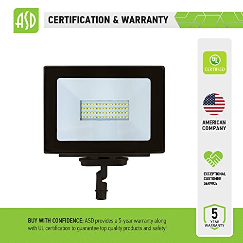 ASD LED Flood Light Outdoor 50W, 120V 5100Lm 5000K, Small Exterior Metal Waterproof Lighting Fixtures, Adjustable Knuckle Mount Wall Ground Floodlight Fixture for Yard Garden Backyard, UL Listed