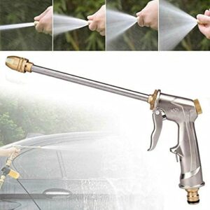 pressure washer gun with nozzle – 100% metal construction adjustable nozzle fits all standard garden hoses for garden lawn car ground
