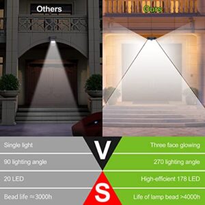 Solar Outdoor Lights Motion Sensor Security Light, Solar Powered Wall Lights 178 LEDs 500LM 3 Lighting Modes 270° Lighting Angle IP65 Waterproof for Garden Patio Porch Fence Yard (2 Pack)