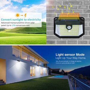 Solar Outdoor Lights Motion Sensor Security Light, Solar Powered Wall Lights 178 LEDs 500LM 3 Lighting Modes 270° Lighting Angle IP65 Waterproof for Garden Patio Porch Fence Yard (2 Pack)