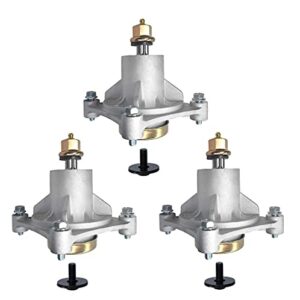 3 pack new 174356 mower spindle assembly replaces ayp 174356 174358 husqvarna 532 17 43-56 with mounting screws and blade mounting bolt,mounting holes are threaded, fits ayp 48″ decks 2002 & newer