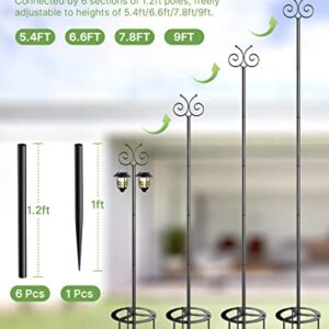 Outdoor String Light Poles 2 Pack, 9 FT Light Poles for Hanging Outside String Lights with Hooks, Adjustable Metal String Light Pole for Patio Fence Backyard Deck Garden Bistro Christmas Wedding