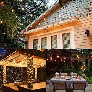 Flacchi Solar Bistro Lights Waterproof Shatterproof S14 Edison Lights Outdoor for Patio Garden Backyard Porch Bistro Cafe Wedding Warm White