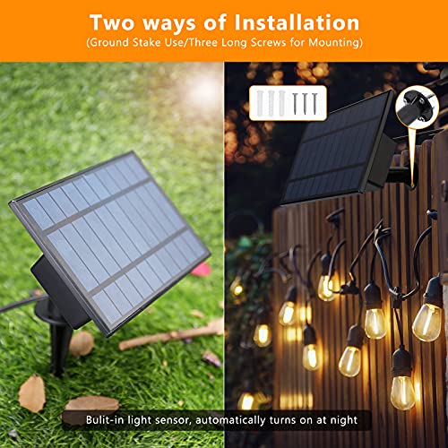 Flacchi Solar Bistro Lights Waterproof Shatterproof S14 Edison Lights Outdoor for Patio Garden Backyard Porch Bistro Cafe Wedding Warm White