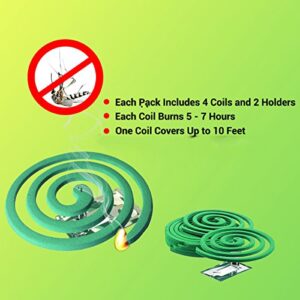 W4W Mosquito Repellent Coils - Outdoor Use Reaches Up to 10 feet - Each Coil Burns for 5-7 Hours (Three Pack Contains 12 coils & 6 Coil Stands)