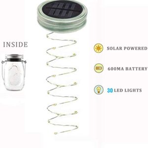 4Pack Solar Mason Jar Lights, Solar Lantern 30Leds Outdoor Glass Hanging String Lamp, Fairy Decoration for Garden Patio Yard Home