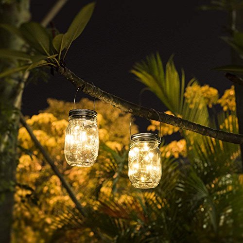 4Pack Solar Mason Jar Lights, Solar Lantern 30Leds Outdoor Glass Hanging String Lamp, Fairy Decoration for Garden Patio Yard Home