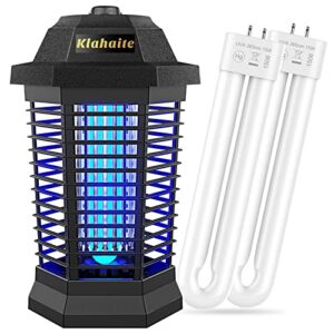 klahaite bug zapper outdoor, mosquito zapper indoor, electric mosquito zappers with 2 replacement bulb, insect fly trap for home garden