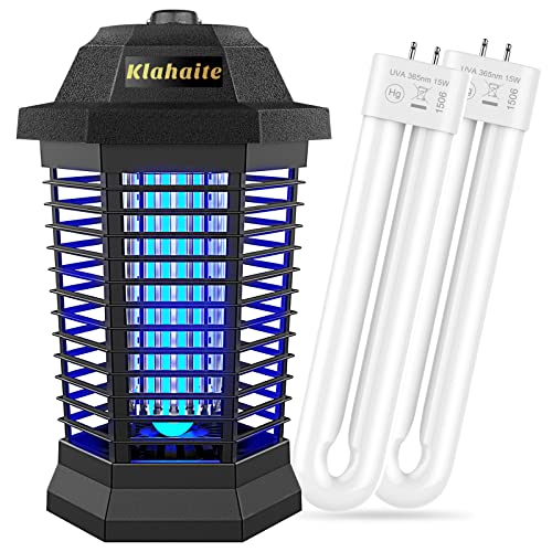 Klahaite Bug Zapper Outdoor, Mosquito Zapper Indoor, Electric Mosquito Zappers with 2 Replacement Bulb, Insect Fly Trap for Home Garden