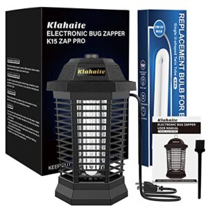 Klahaite Bug Zapper Outdoor, Mosquito Zapper Indoor, Electric Mosquito Zappers with 2 Replacement Bulb, Insect Fly Trap for Home Garden