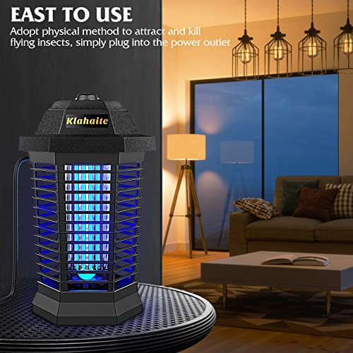 Klahaite Bug Zapper Outdoor, Mosquito Zapper Indoor, Electric Mosquito Zappers with 2 Replacement Bulb, Insect Fly Trap for Home Garden