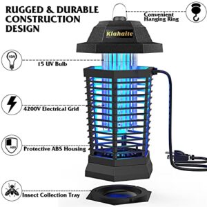 Klahaite Bug Zapper Outdoor, Mosquito Zapper Indoor, Electric Mosquito Zappers with 2 Replacement Bulb, Insect Fly Trap for Home Garden