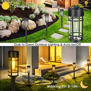 Mancra 8 Pack Solar Pathway Lights, IP 65 Waterproof Glass Stainless Steel Solar Outdoor Lights, Updated LED Tungsten Filament Bulb Solar Garden Lights for Yard, Lawn, Walkway, Driveway, 3000K