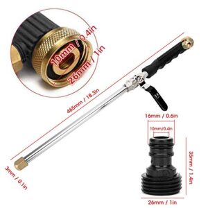 Car Water Spray Lance, Rustproof High Power Washer Wand Reliable for 3/4in Garden Hose(Black)