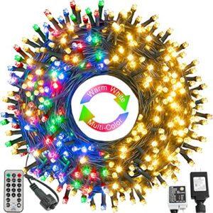 christmas lights outdoor – christmas tree lights – 180ft 500 led with 11 modes, warm white and multi & color christmas light string, waterproof and connectable, for xmas tree decorations garden party
