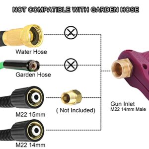 M MINGLE Short Pressure Washer Gun for Hot and Cold Water, High Replacement, 5 Spray Nozzle Tips, M22 Thread, 3600 PSI