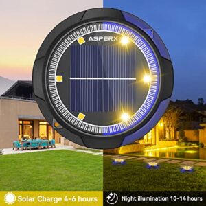 AsperX Solar Ground Lights, 8 Packs, IP65 Waterproof LED In-Ground Lights, Solar Outdoor Patio Lights, Disk Landscape Lights for Pathway, Yard, Garden, Deck, Driveway Lawn (Warm White+Blue)