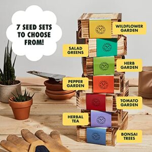 Pepper Seeds for Garden Planting - 8 Non-GMO Heirloom Pepper Seed Packets, Wood Gift Box & Plant Markers, DIY Home Gardening Gifts for Plant Lovers