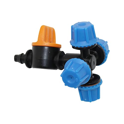 Greenhouse Micro Drip Irrigation 3 Sets of Cross 360 Degree Atomizing Nozzles with 6 Mm 6 Mm to 4/7 Mm Hose Connection Valve Garden Irrigation Watering Kit