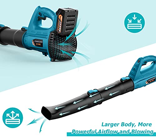 Cordless Leaf Blower - BHY 320 CFM 150 MPH Battery Leaf Blower with 4.0Ah Battery & Charger, 2 Section Tubes, 6-Speed Dial, Electric Leaf Blower for Dust, Snow Debris,Yard, Work Around The House