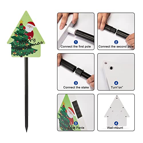 Fastruggle Merry Christams Yard Stake Sign Decoration,Solar Christmas Decoration Stake Lights, Xmas Outdoor Solar Pathway Lights Waterproof Decoration for Patio Garden Lawn Home Front Door