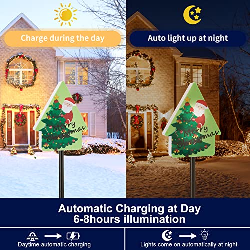 Fastruggle Merry Christams Yard Stake Sign Decoration,Solar Christmas Decoration Stake Lights, Xmas Outdoor Solar Pathway Lights Waterproof Decoration for Patio Garden Lawn Home Front Door