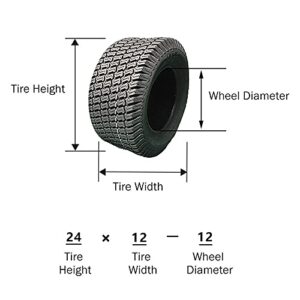 MOTOOS Set of 2 New 24x12.00-12 Garden Lawn Mower Turf Tires 24-12-12 6PLY Tubeless