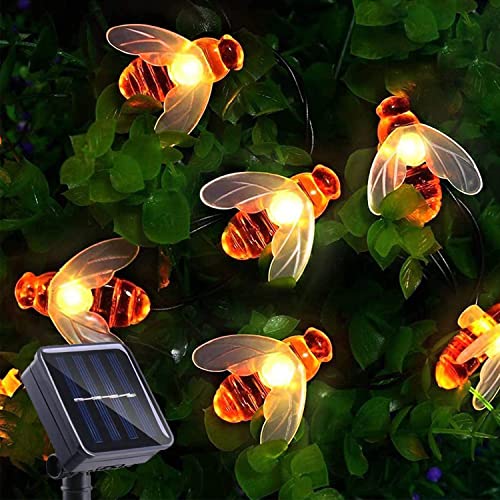 ITICdecor Solar String Lights 30 LED Cute Bee Lights Outdoor Waterproof Starry Light Fairy Decor Light,Wedding Home Gardens Patio Party Christmas Tree Decor(Warm White)