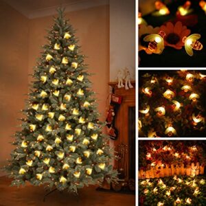 ITICdecor Solar String Lights 30 LED Cute Bee Lights Outdoor Waterproof Starry Light Fairy Decor Light,Wedding Home Gardens Patio Party Christmas Tree Decor(Warm White)