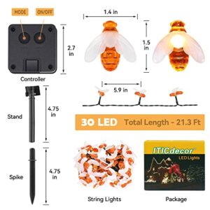 ITICdecor Solar String Lights 30 LED Cute Bee Lights Outdoor Waterproof Starry Light Fairy Decor Light,Wedding Home Gardens Patio Party Christmas Tree Decor(Warm White)