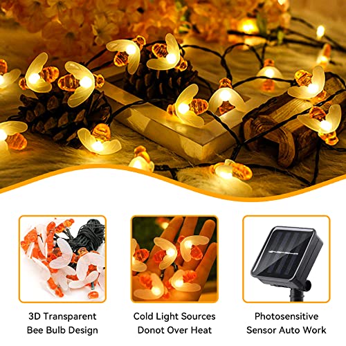 ITICdecor Solar String Lights 30 LED Cute Bee Lights Outdoor Waterproof Starry Light Fairy Decor Light,Wedding Home Gardens Patio Party Christmas Tree Decor(Warm White)