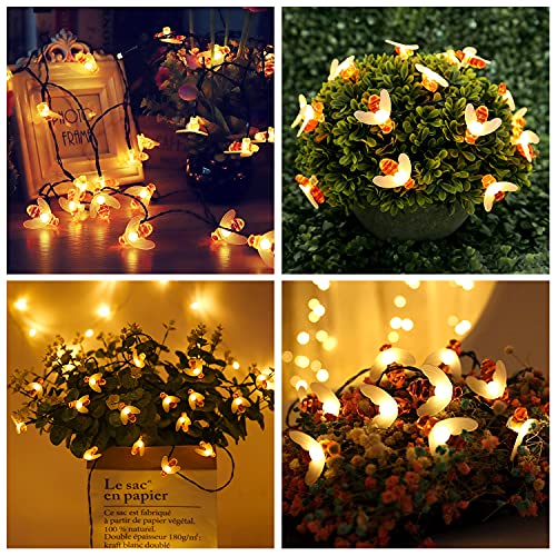 ITICdecor Solar String Lights 30 LED Cute Bee Lights Outdoor Waterproof Starry Light Fairy Decor Light,Wedding Home Gardens Patio Party Christmas Tree Decor(Warm White)