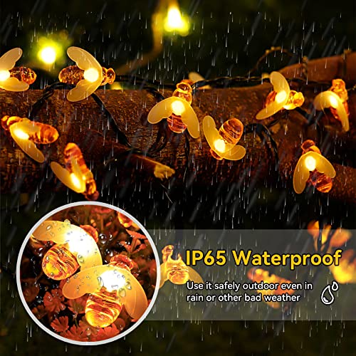 ITICdecor Solar String Lights 30 LED Cute Bee Lights Outdoor Waterproof Starry Light Fairy Decor Light,Wedding Home Gardens Patio Party Christmas Tree Decor(Warm White)