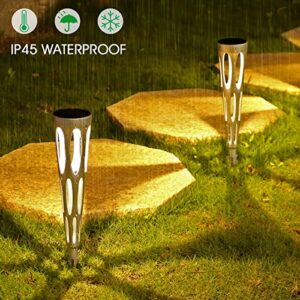 ARMXY Solar Pathway Lights, 6 Pack Solar Outdoor Lights, Waterproof Solar Garden Lights, Auto On/Off Solar Walkway Lights for Garden, Landscape, Path, Yard, Patio, Driveway, Pathway(Silver)