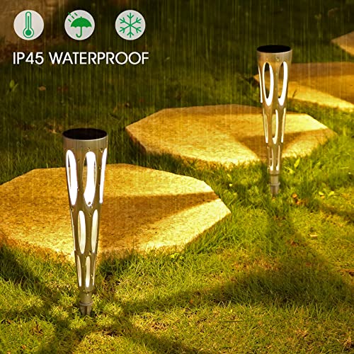 ARMXY Solar Pathway Lights, 6 Pack Solar Outdoor Lights, Waterproof Solar Garden Lights, Auto On/Off Solar Walkway Lights for Garden, Landscape, Path, Yard, Patio, Driveway, Pathway(Silver)