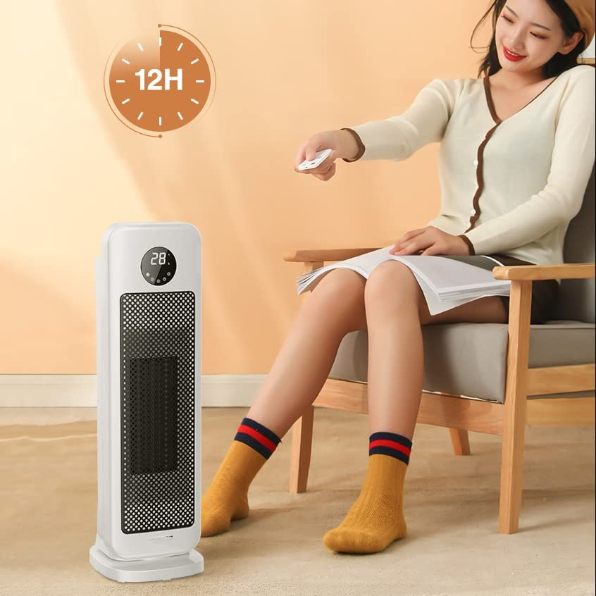 Outdoor Garden Heater Space Heater, 2000W Ceramic Heater, Fast Heating, 50°Oscillating Portable Heater with Remote Control, 12H Timer and Tip-Over & Overheating Protection Patio He