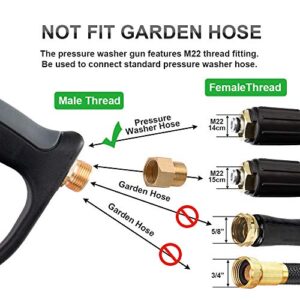 AURORA CAR Pressure Washer Gun with Extension Wand for Hot and Cold Water, 40 Inch, 4000 PSI Power Washer Gun with M22 Fitting, 5 Nozzle Tips