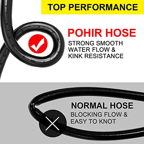 POHIR Sewer Jetter Kit for Pressure Washer 50 ft, Hydro Drain Jetter Cleaner Hose with 1/4 Female NPT, Button Nose, Rotating Sewer Jet Nozzle and Pressure Washer Adapter, 4000 PSI Drain Cleaner Hose