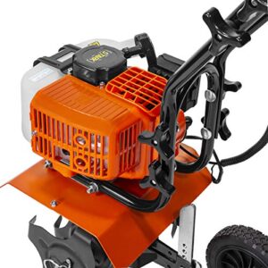 XtremepowerUS Commercial 55CC Tiller Cultivator 2-Cycle Gas Powered Garden Yard Grass Walk Behind Soil Prep Root Dirt with Handle
