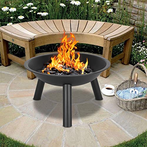 Portable Outdoor Fire Pit Bowl 22" Heavy Cast Iron Round BBQ Gril, Modern Stylish Fire Pit for Patio Backyard Garden Camping Picnic