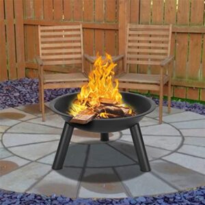 Portable Outdoor Fire Pit Bowl 22" Heavy Cast Iron Round BBQ Gril, Modern Stylish Fire Pit for Patio Backyard Garden Camping Picnic