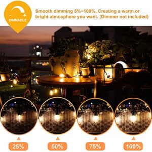 ZOTOYI Outdoor String Lights Patio Light 100 ft, LED Dimmable Lighting S14 LED Outdoor Lights with 30+2 Plastic Bulbs, Waterproof for Outside Cafe Balcony Backyard Bistro Garden Patio Porch