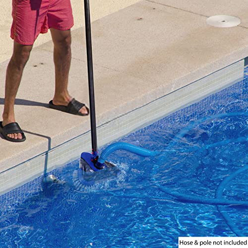 Poolvio Triangular Pool Vacuum Head with Side Brush, Swivel Hose Connection, EZ Clip Handle,3 Ball Wheels - Connect 1-1/4", 1-1/2" Hose for Inground and Above Ground Swmming Pools