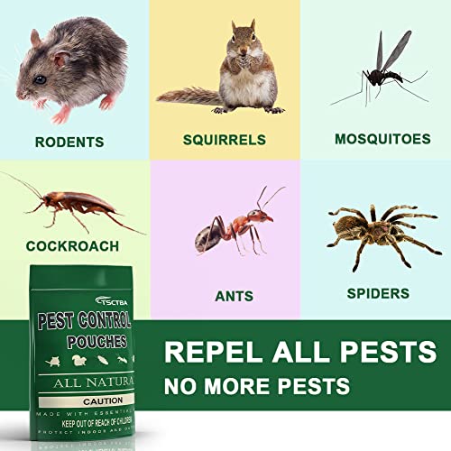 TSCTBA Pest Control Pouches,Squirrel Repellent,Peppermint Oil Pest and Rodent Repellent,Mouse/Rat/Mice Repellent,Mosquito Repellent,Naturally and Strongly Repel Roach,Ant, & Other Pests -10Pouche