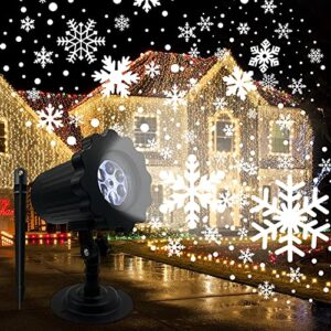 queeon snowflake christmas projector lights, indoor outdoor led snowfall projection, waterproof led landscape decorative light for xmas & halloween holiday party, garden & home decorations
